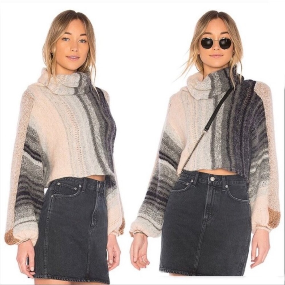 Free People Multicolor Cowl Neck Sweater